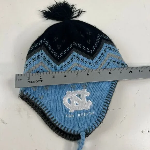 UNC North‎ Carolina Tarheels Winter Aviator Style Hat Cap Blue  Pom OS - Picture 7 of 16